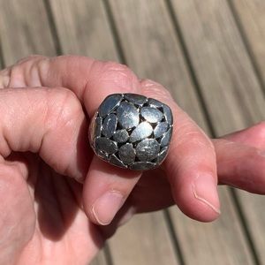 Signed Silver Cocktail Ring Statement Filigree